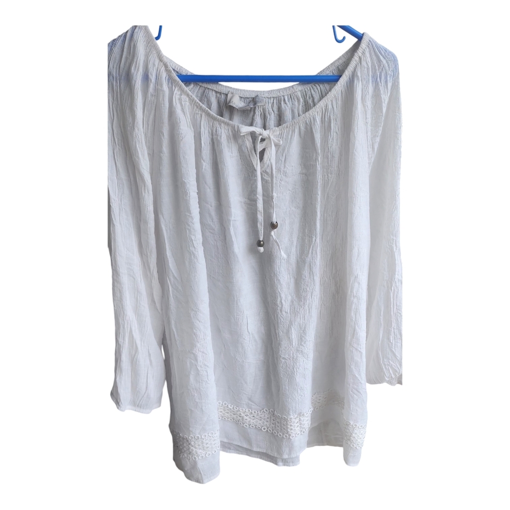 Carolyn Taylor White Peasant Blouse  Size 3x